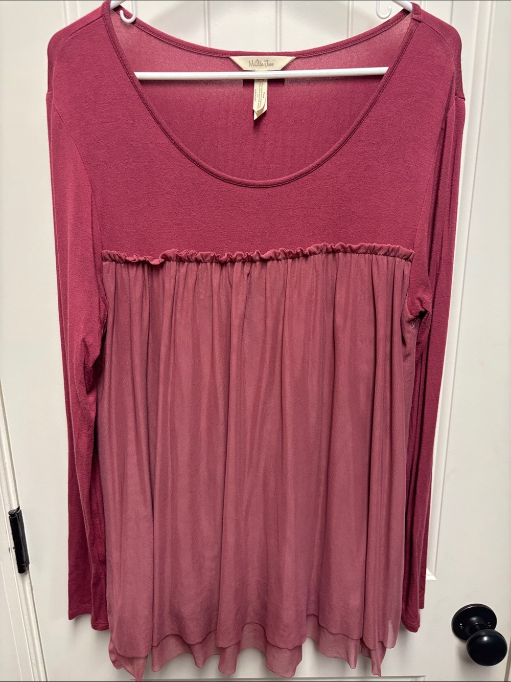 Matilda Jane Dusty Rose Layered Long Sleeve Scoop Neck Blouse